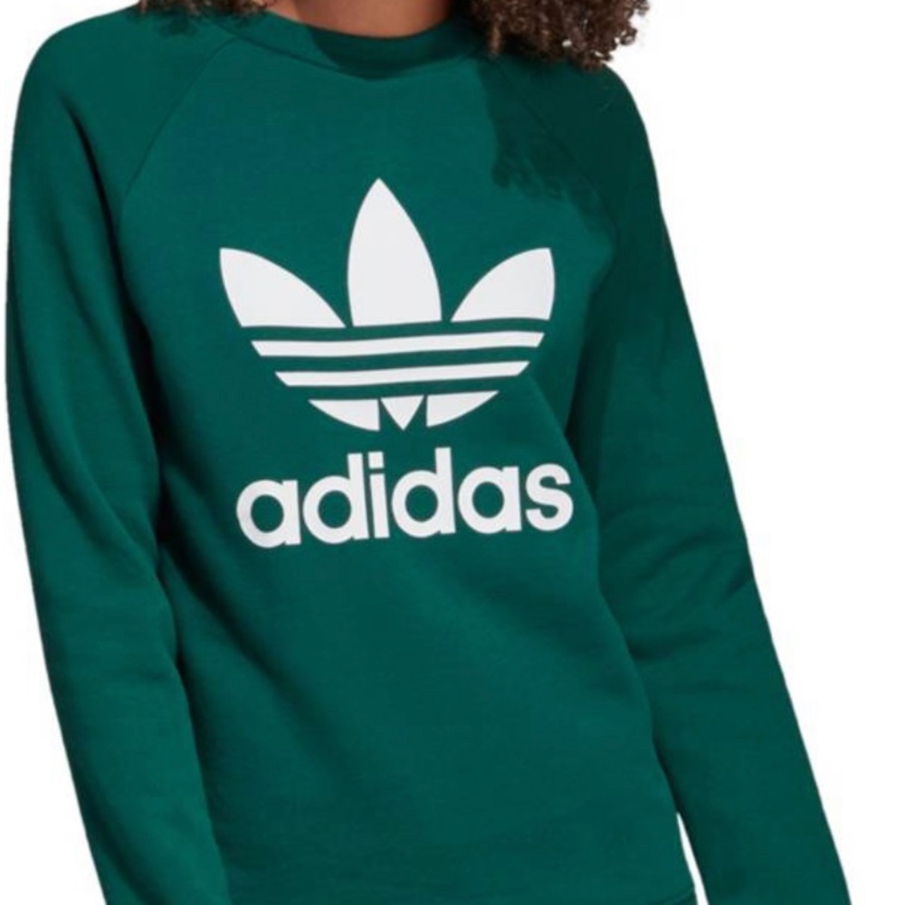 Green adidas trefoil crew neck